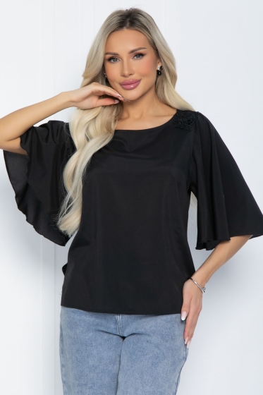 Блуза Покоряя сердца (черная)  Б12431-1