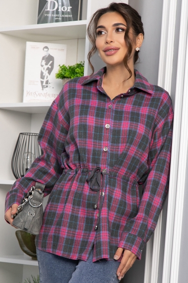 Рубашка хлопковая Джанет (розово-серая) Б14273-4М