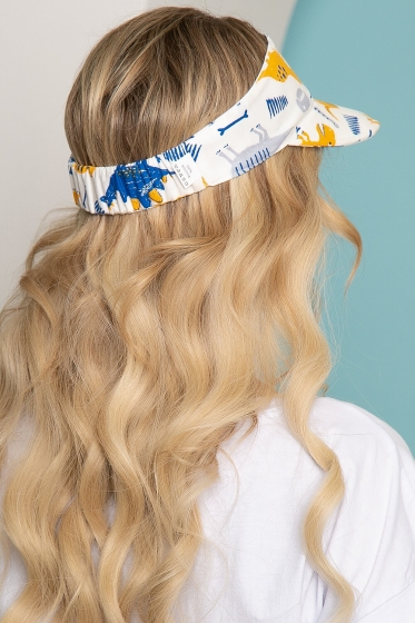 Козырек хлопковый (динозаврики, белый) КЗ6