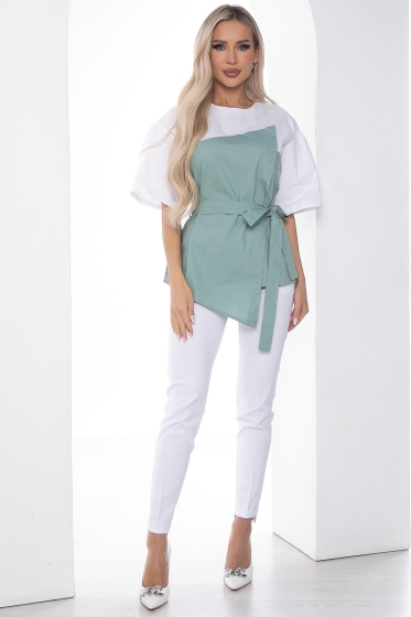 Костюм Сила нежности белый/фисташка К10164