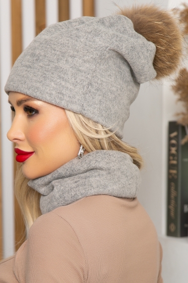 Комплект шапка и снуд (светло-серый) ШПС9