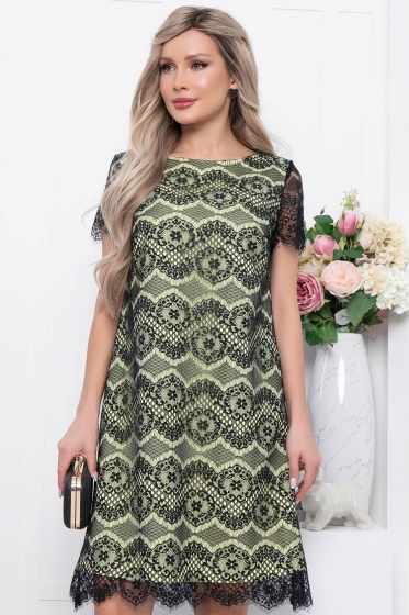 Платье "Шантильи" (черно-желтое) П5788