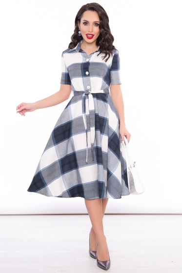 Платье "Джоанна" (синяя клетка) П3223