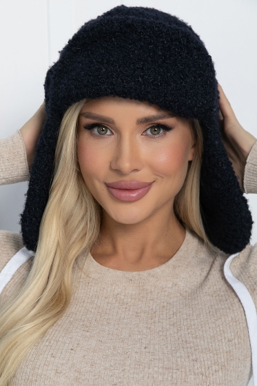 Ушанка буклированная (темно-синяя) УБ04