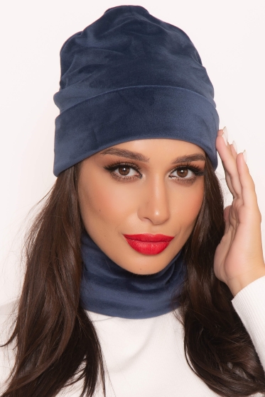 Комплект шапка и снуд (синий) ШС3