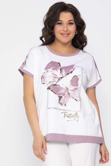 Блуза Валетта (бело-сиреневая) Б13403-20М