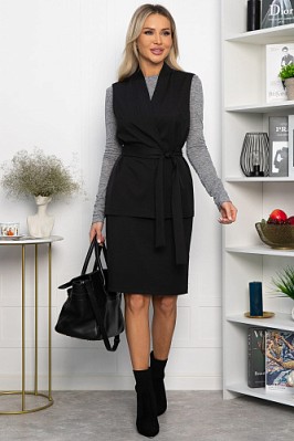 Костюм с юбкой Окси (черный) К14364-8М