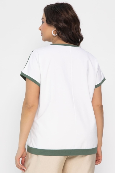 Блуза Валетта (бело-оливковая) Б13404-20М
