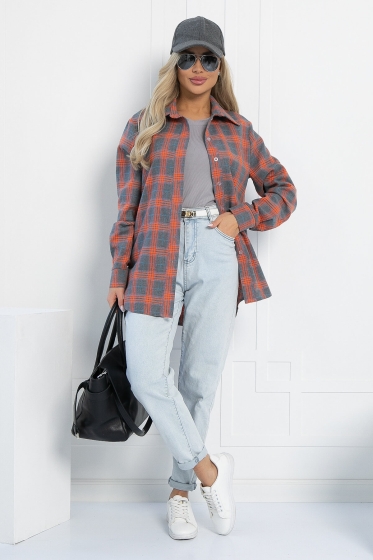 Рубашка Денни (серо-оранжевая) Б13098-7М