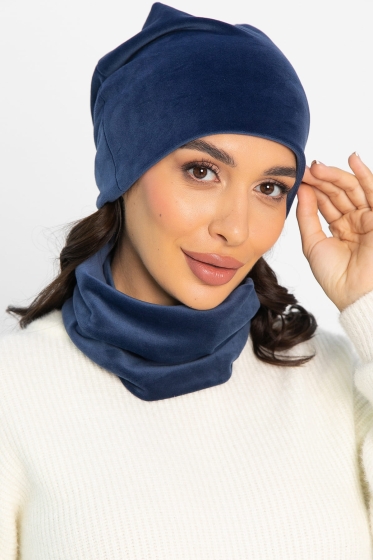 Комплект шапка шестиклинка и снуд (синяя) ШШС6-23М