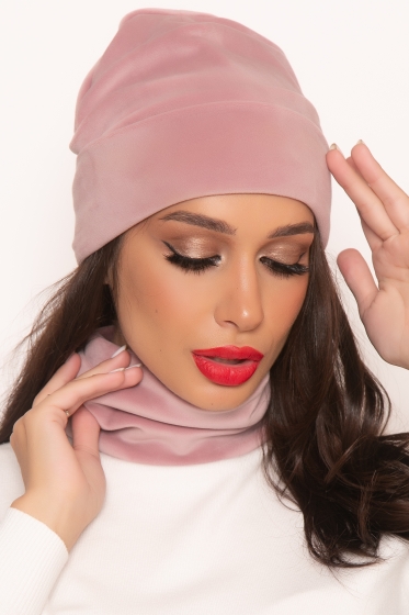 Комплект шапка и снуд (пыльно-розовый) ШС2