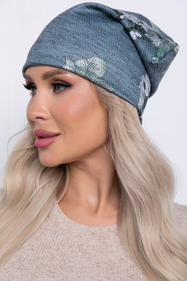 Шапка (цветы/зеленая) Ш10