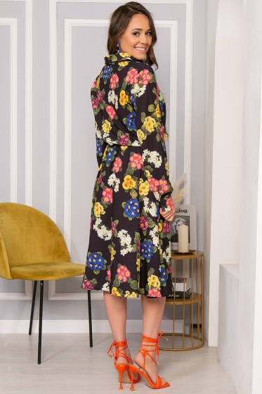 Платье "Джасинта" (цветы на черном) П4507