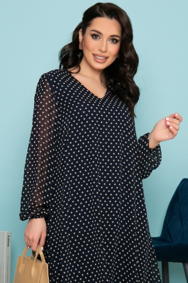 Платье "Волшебная история" (темно-синее/горох) П7238