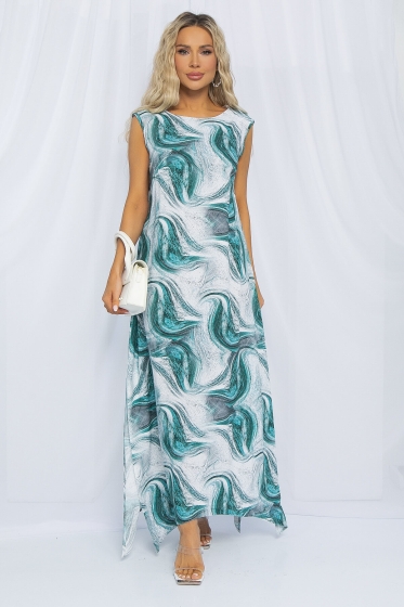 Платье Иниша (бело-зеленое) П13178-4М