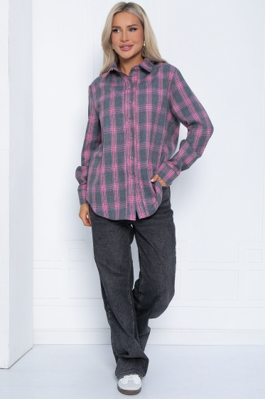 Рубашка Денни НЬЮ (серо-розовая) Б12872-7М