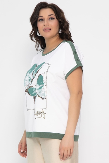 Блуза Валетта (бело-оливковая) Б13404-20М