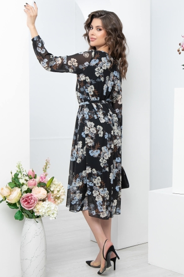 Платье "Волшебная история" (блэк, цветы) П4681