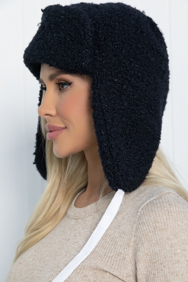Ушанка буклированная (темно-синяя) УБ04