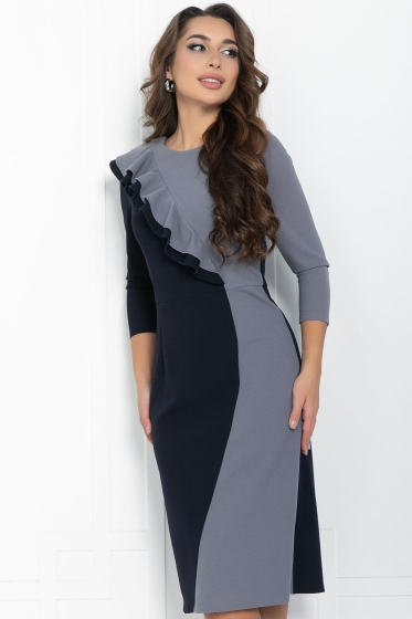 Платье Эванесса (серо-синее) П11816