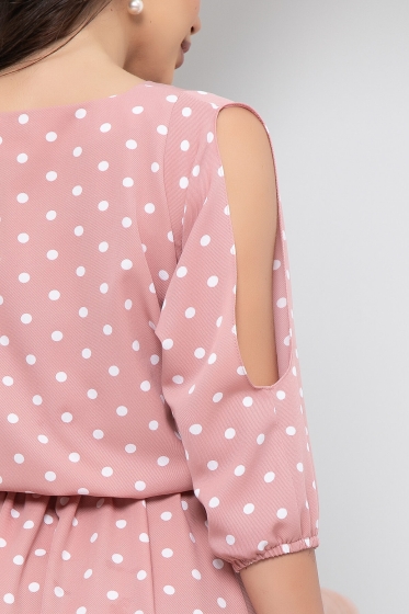 Платье "Танго вдвоём" (пудра/горох) П6086