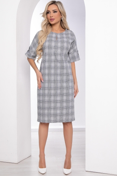 Платье "Персея" (серое/клетка) П8411