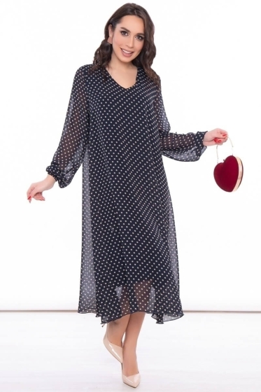 Платье "Волшебная история" (темно-синее/горох) П7238