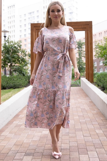 Платье "Марианна" миди (пудра) П6070