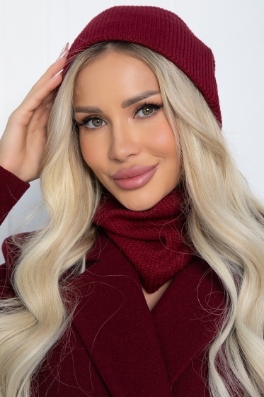 Комплект шапка и снуд (вишня) ШС32