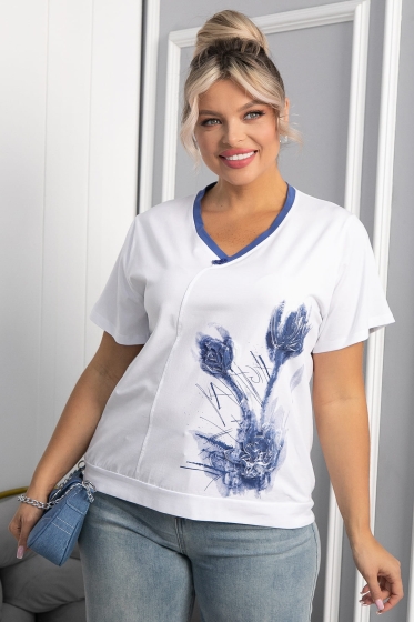 Блуза Лотус НЬЮ (бело-синяя) Б13975-20М