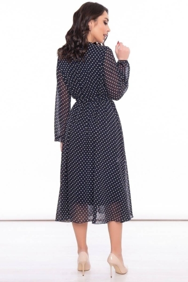 Платье "Волшебная история" (темно-синее/горох) П7238