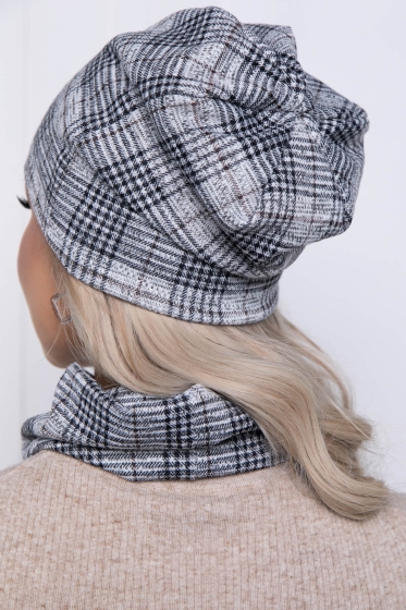 Комплект шапка и снуд (клетка) ШС12