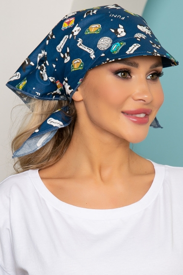 Косынка с козырьком (бульдожки, синяя) КК6