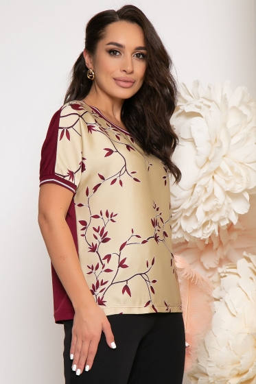Блуза "Иветта" (вишневый принт) Б3877