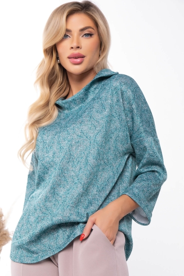 Блуза "Казимира" (изумруд/меланж) Б7473