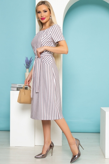 Платье "Европейский шик" (пудровая полоска) П3985
