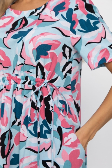 Платье Цветы лета (голубо-розовое) П13784-18М