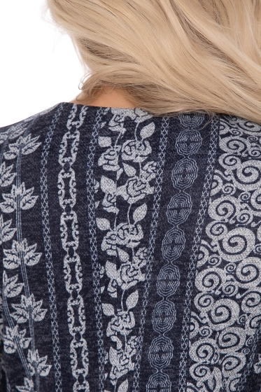 Платье "Авелин" (принт/темно-синее) П8403
