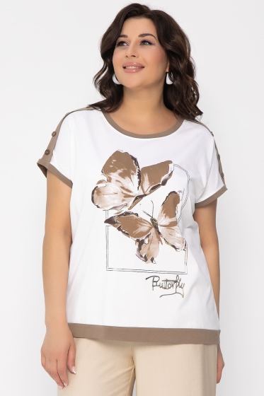 Блуза Валетта (бело-коричневая) Б13405-20М