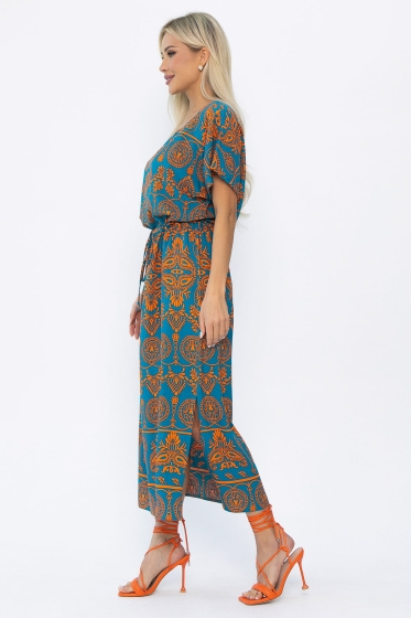 Платье Вистерия (лазурно-оранжевое) П13908-5М