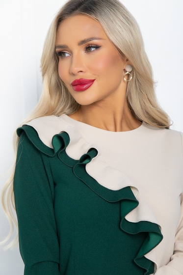 Платье Эванесса (зелено-бежевое) П11815