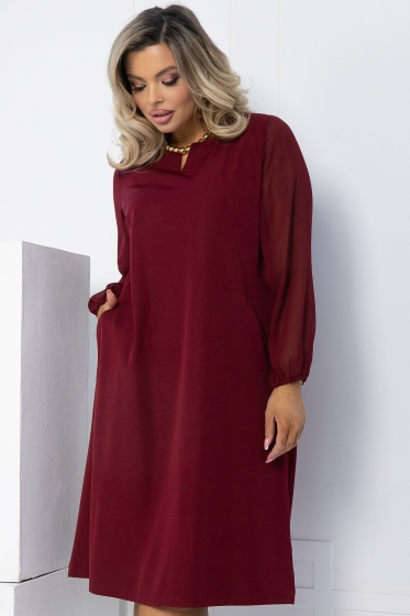 Платье Яркое пламя (бордовое) П12618-25