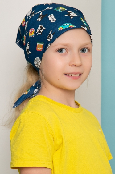 Косынка хлопковая (бульдожки, синяя) К1