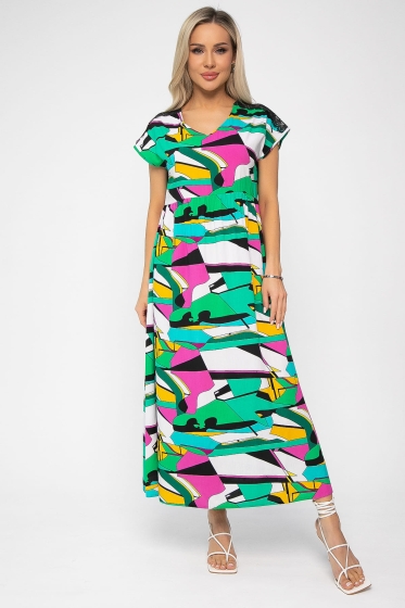 Платье Летние деньки (зелено-розовое) П13651-18М