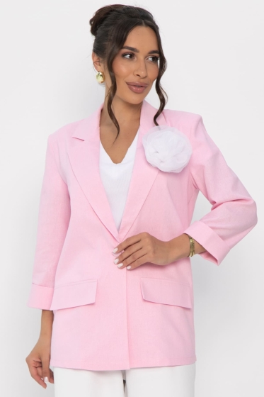 Пиджак льняной Мэрлин (розовый) Б13960-7М