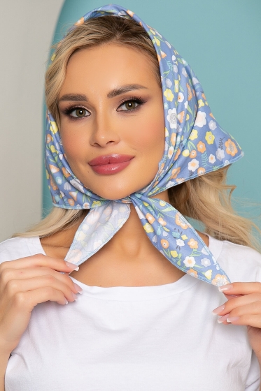 Косынка хлопковая (васильки, голубая) К7