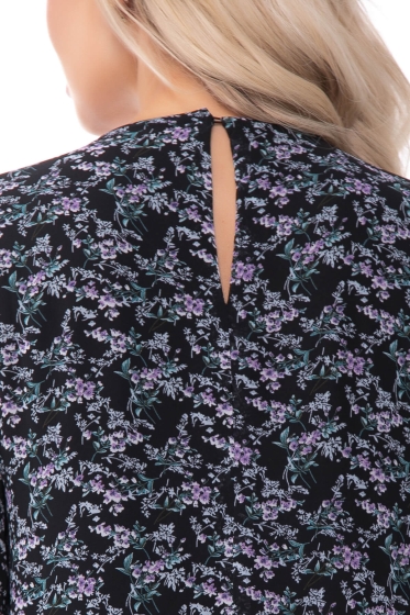 Платье "Кэролайн" (блэк/сиреневые цветы) П5919
