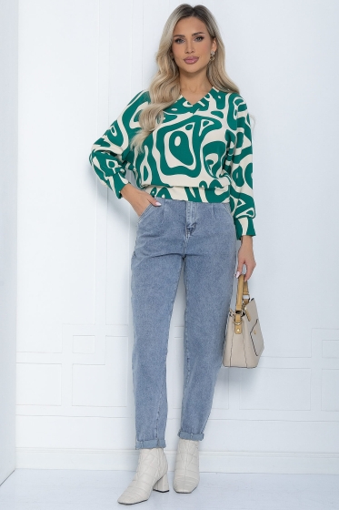 Джемпер Бери и беги (зелено-бежевый) Б12126