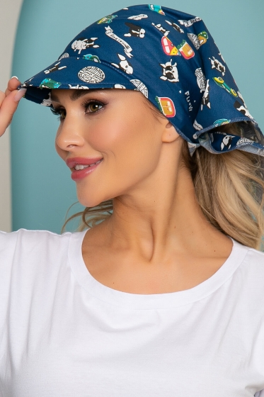 Косынка с козырьком (бульдожки, синяя) КК6