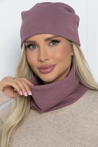 Комплект шапка и снуд (лиловый) ШС28